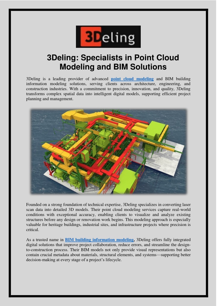 PPT - 3Deling: Specialists in Point Cloud Modeling and BIM Solutions PowerPoint Presentation - ID:14585254